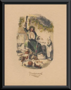 A Christmas Carol Illustration & Autograph Reprint On 100 Year Old Paper P183 - Imagen 1 de 1