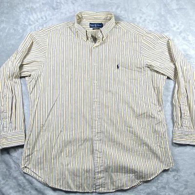Camisa de vestir Ralph Lauren para hombre 17 34/35 a rayas L/S cuello Oxford calce clásico Foto 1 de 4
