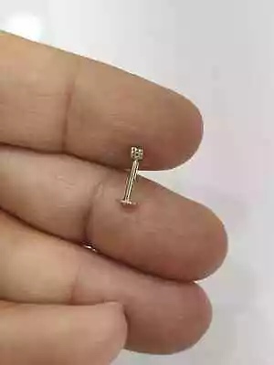 Natural 2.5MM Round Cut GH/SI Diamond Women's Nose Piercing Real 14K White Gold - Image 1 of 4