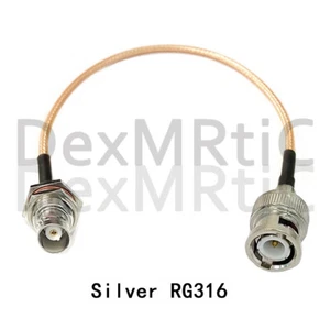 BNC male plug to BNC female bulkhead jack jumper cable RG316 15cm for CCTV Radio - Picture 1 of 4