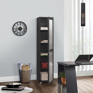 Kings Brand Furniture - Curio Storage Cabinet with 5 Shelves & Glass Door, Black - Picture 1 of 5