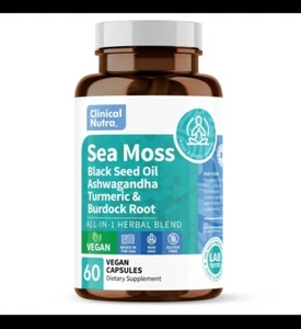 Clinical Nutra 60 Capsules High Strength Sea Moss Supplement With Ashwaghanda - Picture 1 of 7