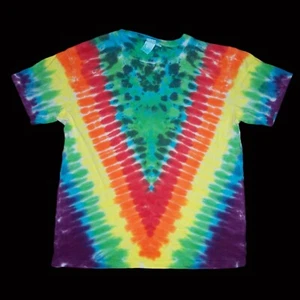 Organic Tie Dye Child T-Shirt Medium 10 Rainbow "V" Hippie Tye Dyed - Picture 1 of 1
