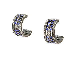 9901505-d emaillierte florale Ohrringe Swarovski-Steine 925er Silber L2cm - Picture 1 of 3