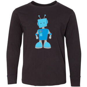 Inktastic Blue Robot Youth Long Sleeve T-Shirt Fun Cute Science Fiction Lover