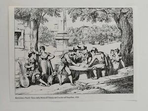Clipping Illustrazione ROMA Gioco della Morra Osteria del Cocchio all'Esquilino - Picture 1 of 1