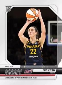 2024 PANINI INSTANT #1 CAITLIN CLARK RC SCORES 21 POINTS IN PRESEASON DEBUT - Picture 1 of 1