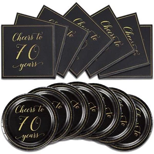 70th Birthday Tableware Set 40 Pcs Happy Birthday Party Supplies Men Women - Picture 1 of 6