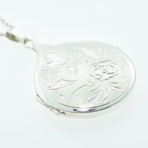 Vintage Water Drop Sterling Silver Locket with Chain dated 1973 - Picture 1 of 3