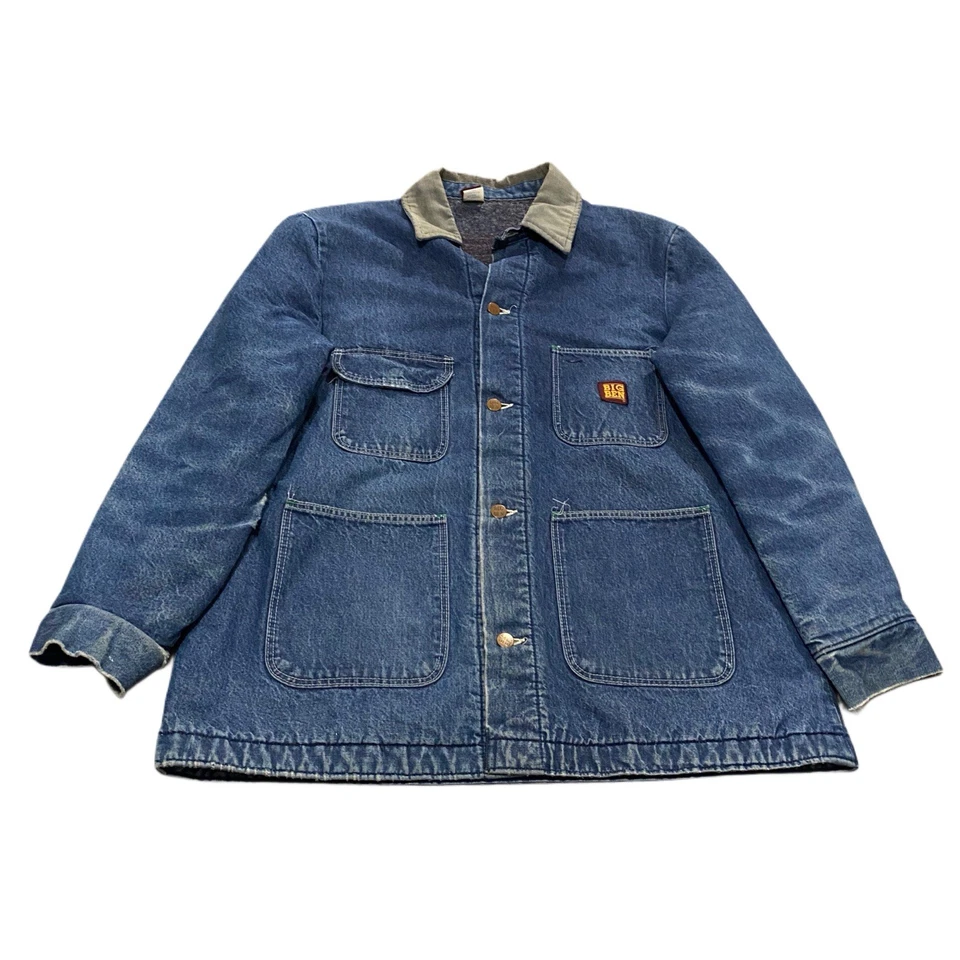 Chaqueta vaquera Big Ben vintage forrada con manta descolorida panal envejecida 44 Foto 1 de 4