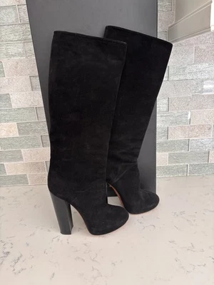 Brian Atwood Slide On Knee High Platform Boots Size 36.5/6.5 black Suede - Image 1 of 4