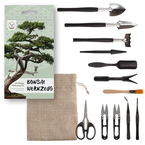 HappySeed Bonsai Werkzeug-Set 13-teilig mit praktischem Aufbewahrungsbeutel - Bild 1 von 8