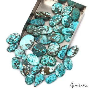 800 Cts/35 Pcs Natural Blue Green Spiderweb USA Turquoise Mix Cab Loose Gems Lot - Picture 1 of 4