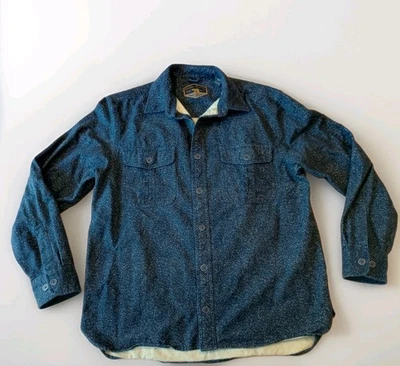Freedom Foundry Flannel Shirt Men M Blue Speckled Long Sleeve Button Up Pockets - Image 1 of 4