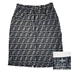 FENDI FF Zucca Muster Logo Knopf enger Rock Taille 29 cm Länge 46 cm - Bild 1 von 12
