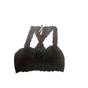 Intimately Free People Black Lace Bralette Racerback Crop Top L - Picture 1 of 3