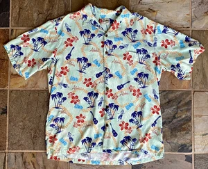 Hilo Hattie Hawaiian Shirt-XL-Floral, Ukulele, Palm Tree, Hula Girl-Button Up - Picture 1 of 5