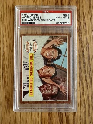 1962 Topps #237 World Series Winners Celebrate Yankees!!!! PSA 8!! - Image 1 of 2