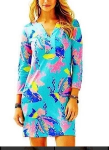 Lilly Pulitzer RIVA DRESS Shorely Blue Sandstorm FISH SEALIFE Sz S - Picture 1 of 15