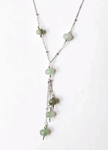 Collana in argento 925 rodiata con giada verde a rondelle alternata ad ematite - Foto 1 di 8