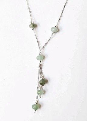 Collana in argento 925 rodiata con giada verde a rondelle alternata ad ematite - Immagine 1 di 4