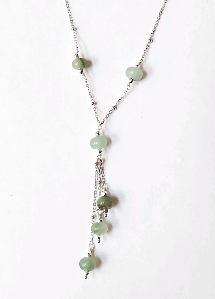 Collana in argento 925 rodiata con giada verde a rondelle alternata ad ematite - Immagine 1 di 4