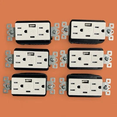 Toma dúplex resistente a manipulaciones Leviton 18W con USB-A y USB-C T-5638 (LOTE DE 6) CON Foto 1 de 4