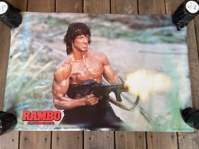 VINTAGE RAMBO FIRST BLOOD II POSTER 35x23" 1985 STALLONE NEU EINGESCHWEISST GEROLLT - Bild 1 von 4