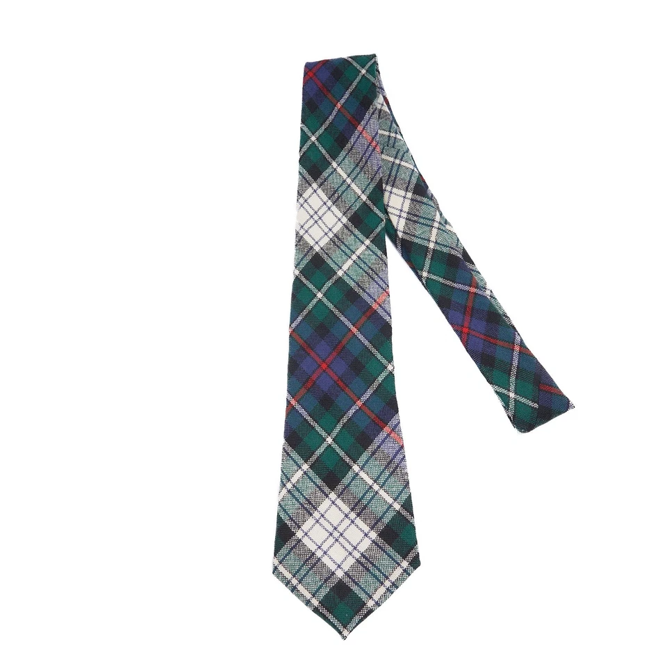 Ingles Buchan Wool Tie Navy Green White Plaid Scotland 56x3.5 - Image 1 of 4