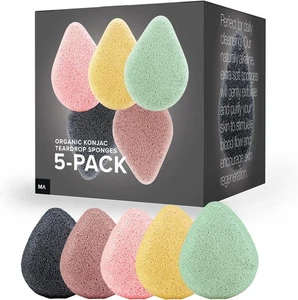 Minamul Konjac Exfoliating Organic Facial Sponge Set | Green, Pink, Red  - Picture 1 of 5