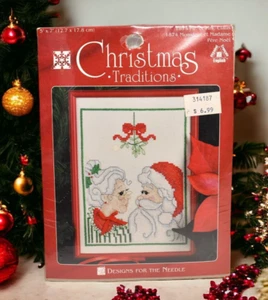 Designs for the Needle Christmas Traditions 1874 Mr. & Mrs. Claus w/mistletoe - Picture 1 of 7