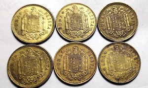 Spain 1960s-1970s 6x Una Pesetas Coins 245-277 - Picture 1 of 8