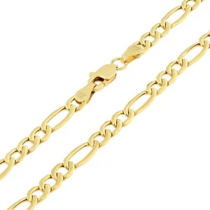 Real 10K Yellow Gold 4.5mm Figaro Chain Italian Link Pendant Necklace Mens 28" - Picture 1 of 9