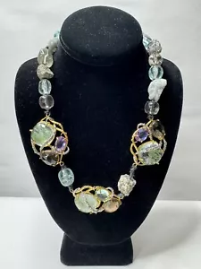 Alexis Bittar Pyrite Rock Stone Crystal Chunky Necklace - Picture 1 of 18