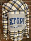 Oxford University logo on upcycled  flannel shirt. Custom-made to YOUR size