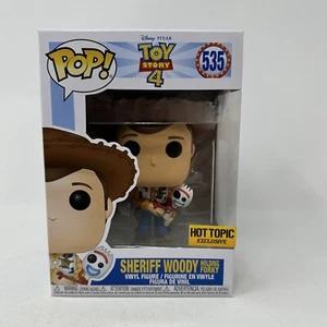 Funko Pop! - DISNEY PIXAR - Toy Story 4 - SHERIFF WOODY w/ FORKY #535 Hot Topic - Picture 1 of 8