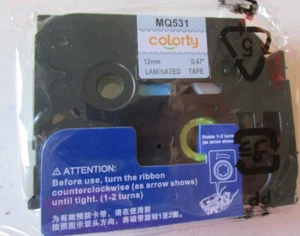 New Colorty MQ531 12MM Laminated Tape 0.47 in Label Maker Replacement - Picture 1 of 3