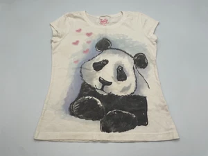 Girls Justice “Panda” T-Shirt White Top M/12 100% Cotton Made in DR - Picture 1 of 4