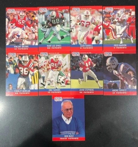 1990 Pro Set New England Patriots Team Set 9 Cards - Image 1 of 1