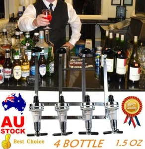 4 Bottle Wall Mounted Dispenser Stand Drinks Wine Spirits Bar Optics Wedding AU - Picture 1 of 18