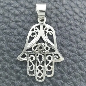 .925 STERLING SILBER ANHÄNGER GEDREHTER DRAHT FILIGRAN HAMSA DESIGN 20MM LÄNGE M715 - Bild 1 von 1