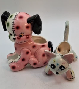 Vintage Napco genähtes Welpen-Pflanzgefäß K2289 rosa/weiß Japan & Brad Keeler Kätzchen - Bild 1 von 11