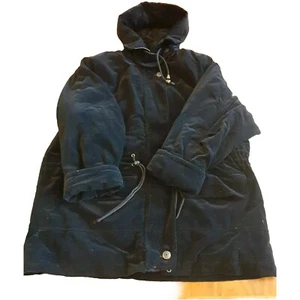 Braeten Women's Black Cotton Velvet Anorak Parka Sz L Lots of Cool Details - Picture 1 of 10