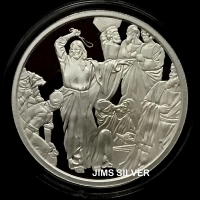 2025 Silver Shield CHRIST CLEARS THE TEMPLE 1 oz Silver PROOF w/ BOX & LOW COA! - Image 1 of 4