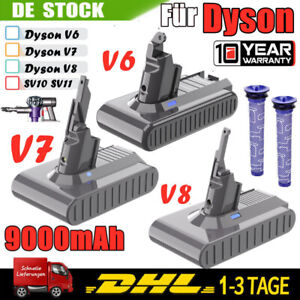 9000mAh Akku für Dyson V8 V6 V7 DC58 SV11 SV10 6Ah Animal Absolute SONY / Filter