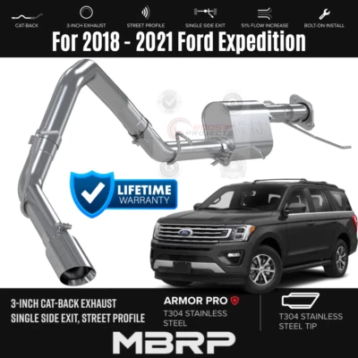 MBRP 3'' Cat-Back SS Single Exit Exhaust w/SS Tip For 2018- 2021 Ford Expedition - Image 1 of 4