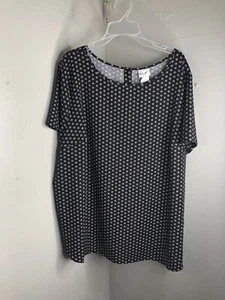 Neu Ava & Viv Schwarze Octagon Dot Bluse Kurzarm Knopfleiste Rückengröße X (14W - Bild 1 von 8