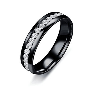 Men&Women CZ Couple Stainless Steel Wedding Rings Titanium Engagement Band Rings