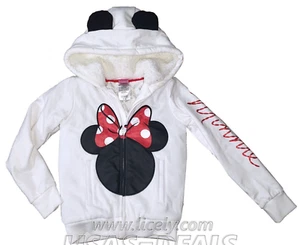 Disney Junior Minnie Mouse Girls Puffer Jacket Hooded Ears Off White 5 / 6 - Picture 1 of 4