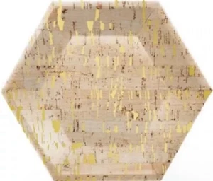 Elise Cork Gold 10 Inch Hexagon Foil Paper Plates 8 Pack Gold Party Tableware - Picture 1 of 1
